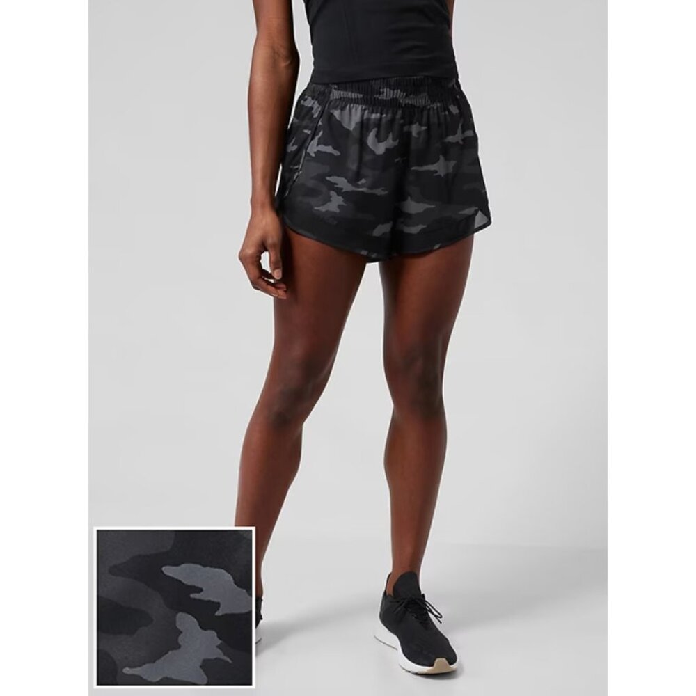 New Athleta XXS Camo Printed Mesh Racer Run Short 4" XX-Small